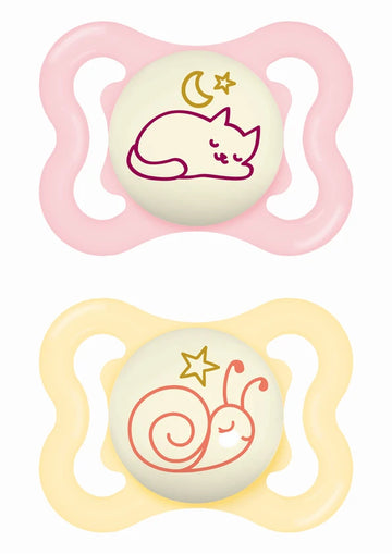 MAM Supreme Night Πιπίλες Σιλικόνης 2τμχ με φωσφορίζον σχέδιο για ύπνο